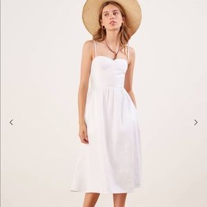 Reformation Olivia Linen white Midi dress Size 6